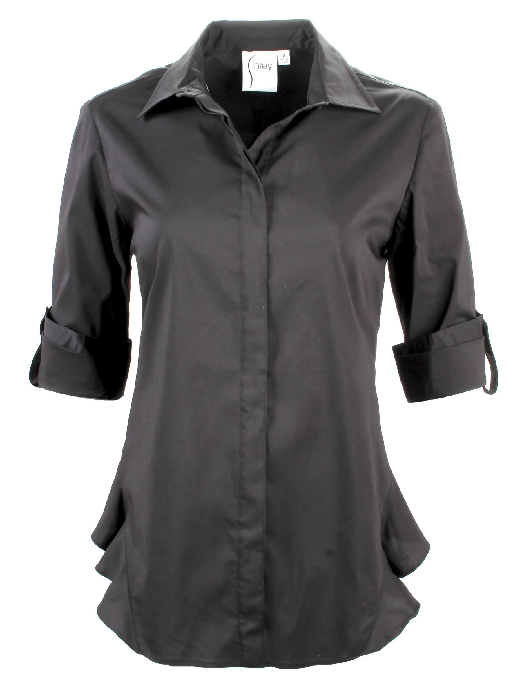 Agetha Black Silky Poplin Blouse