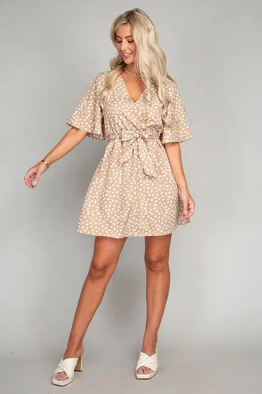 Allover Print Belted Dress