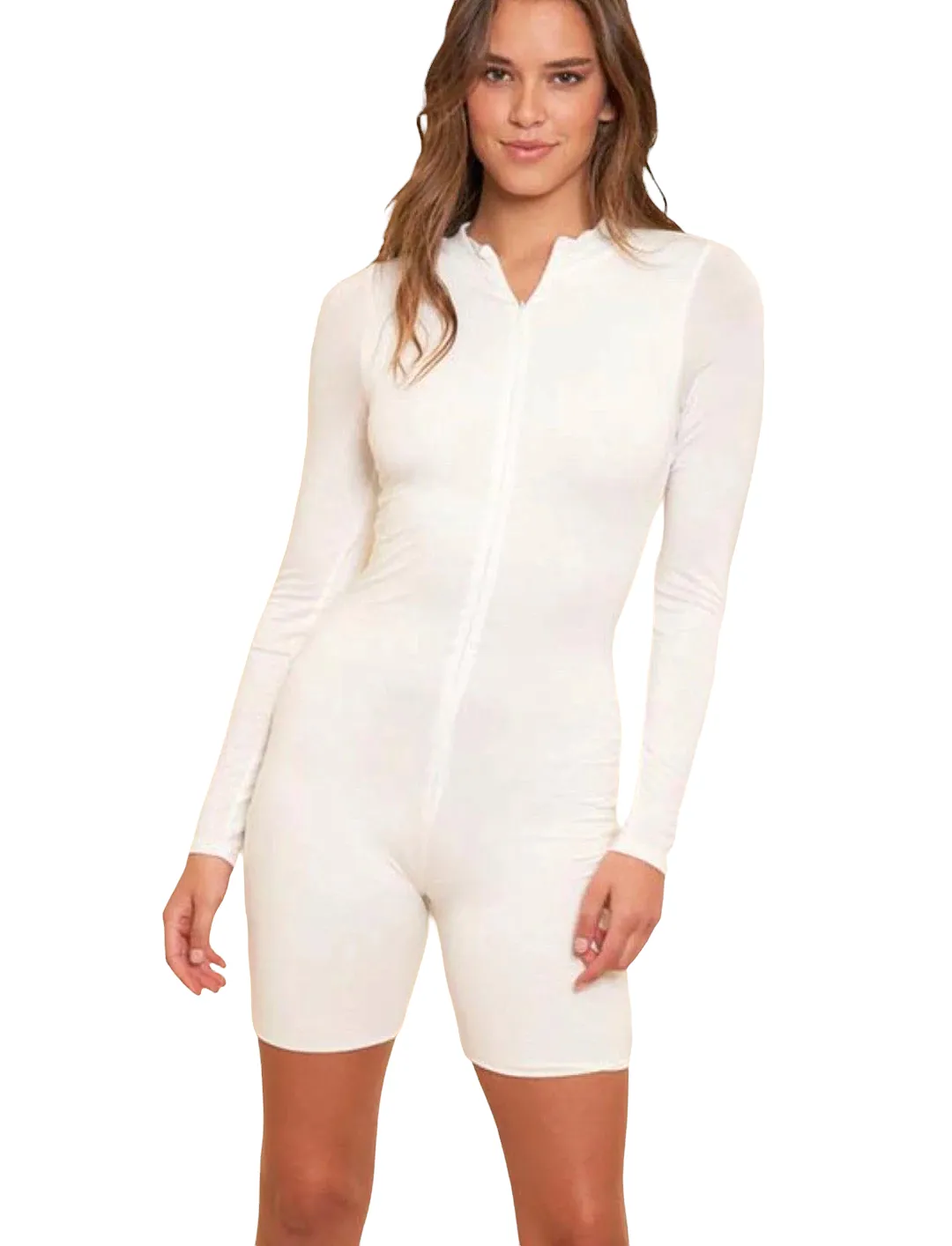 Aubrey Omori White Long Sleeve Jumpsuit