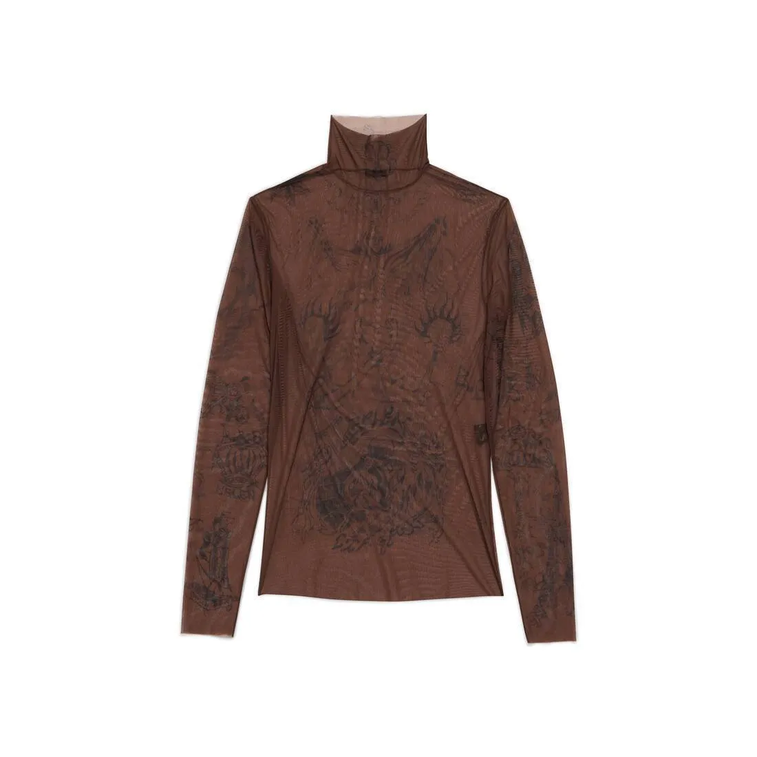 BALENCIAGA  |Men's Tat Long Sleeve Top in Dark Brown