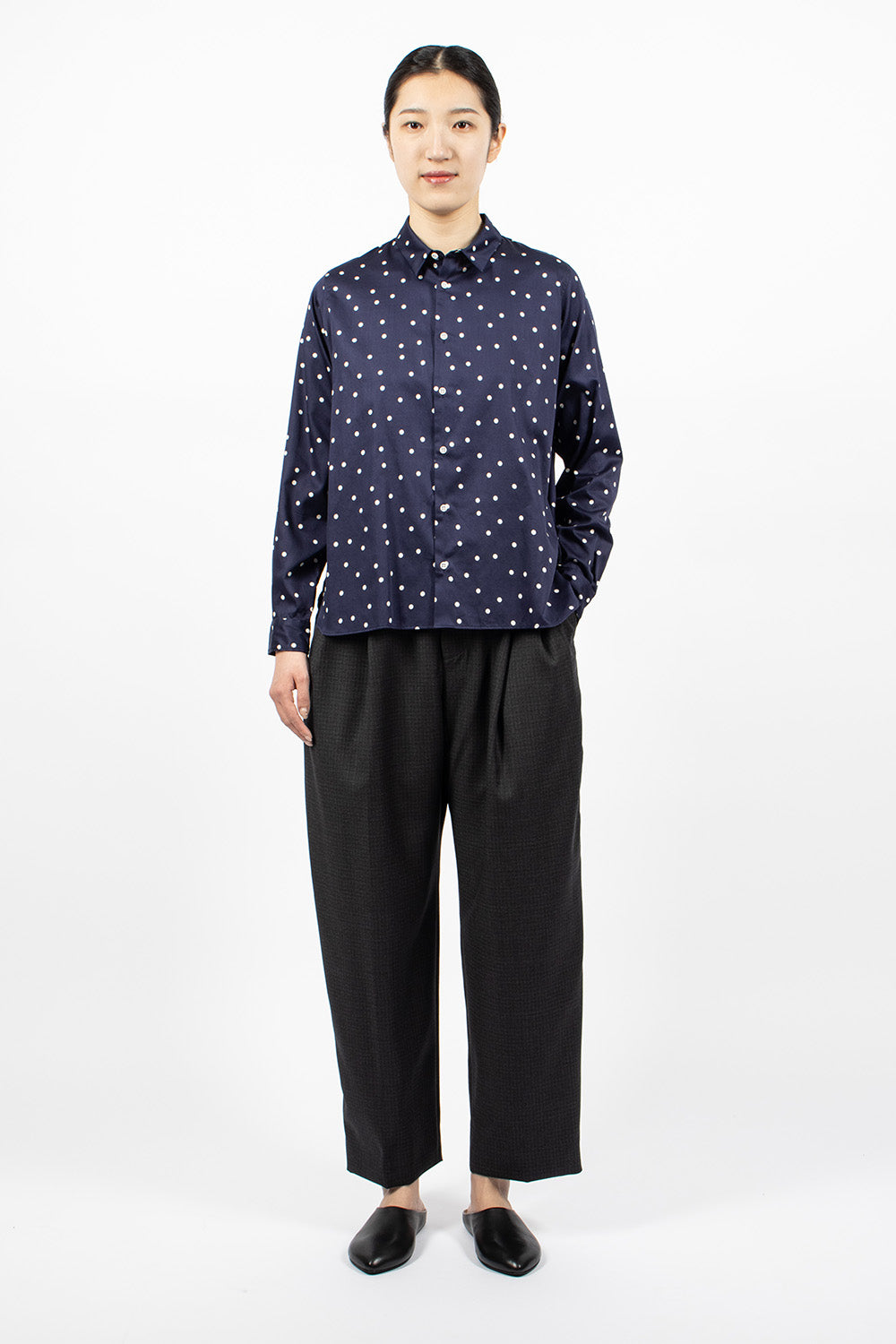 Billie Shirt Dark Navy/Ivory Dots