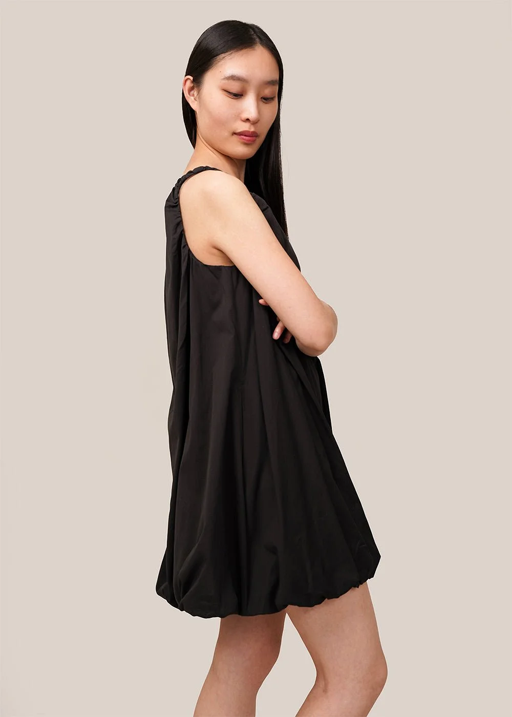 Black Sheer Volume Mini Dress