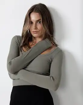 Candice Long Sleeve Top (Olive)