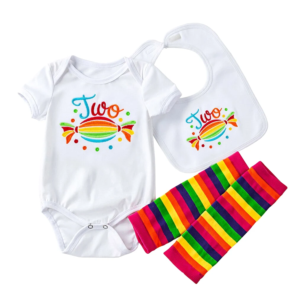 Candy Baby Rompers  & Bibs  3pcs/set