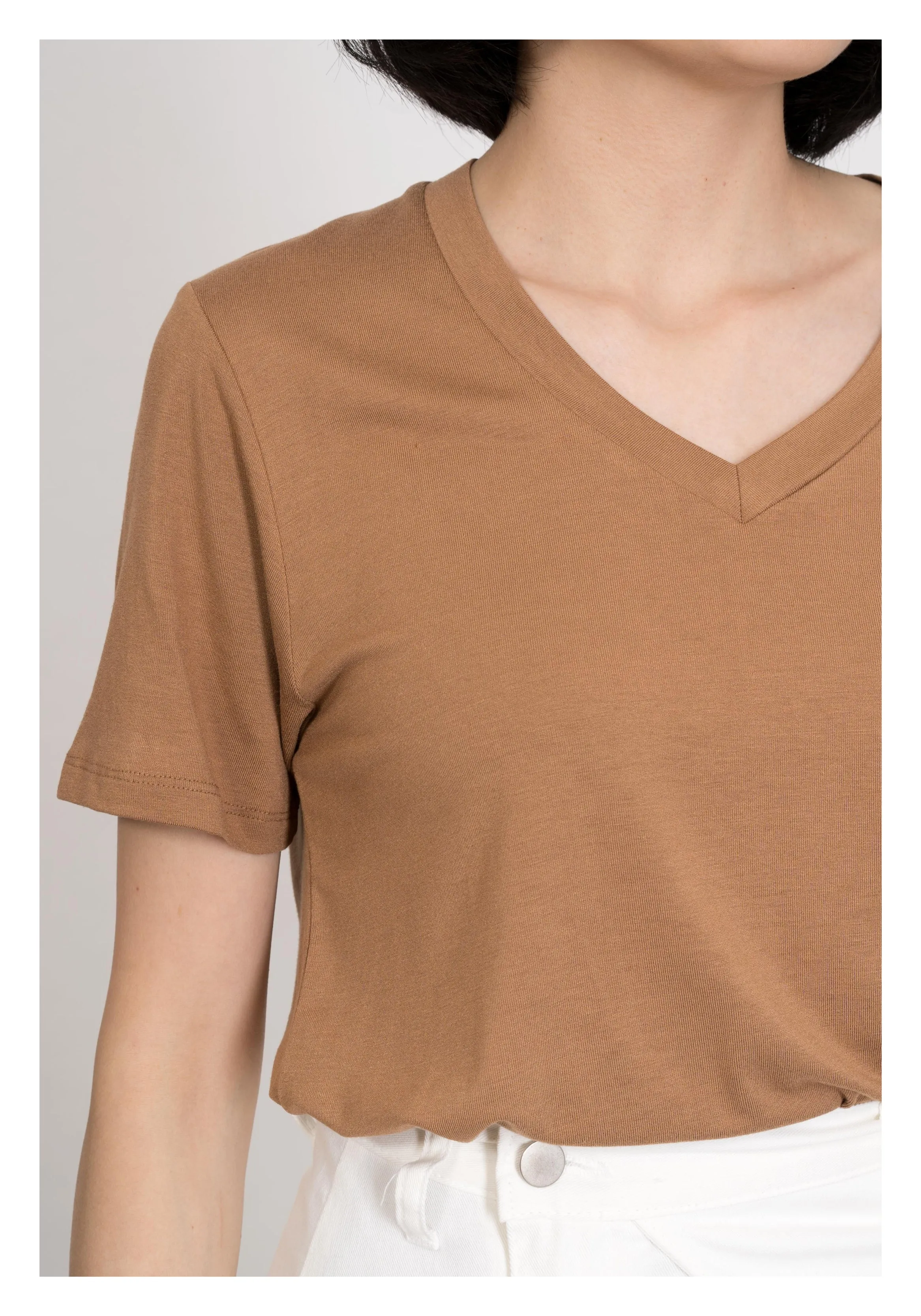 Comfy Silky V Neck Tee Orange