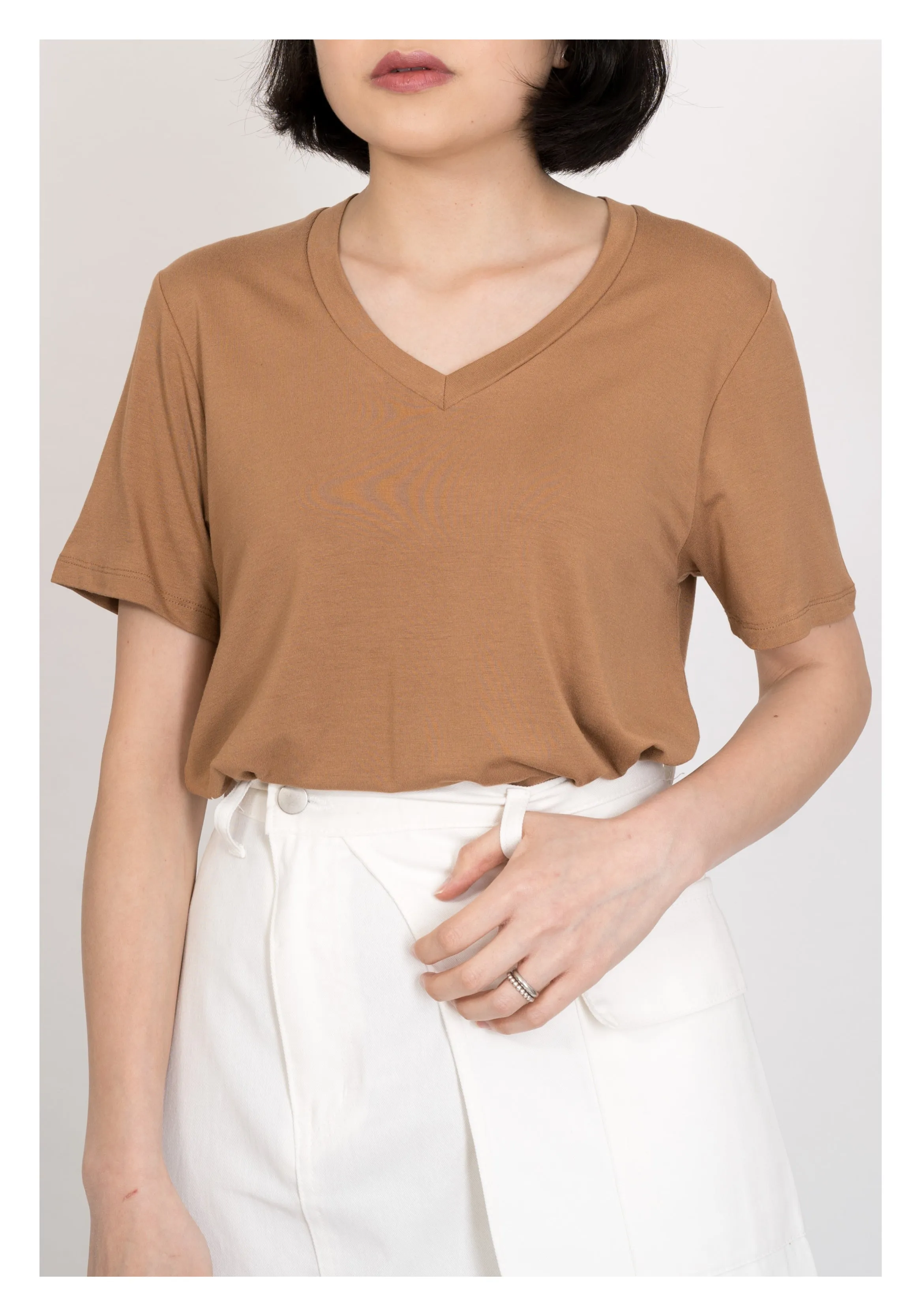 Comfy Silky V Neck Tee Orange