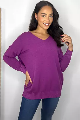 Deep V-Neck Soft Relaxed Fit Pullover