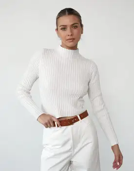 Dionne Long Sleeve Top (White)