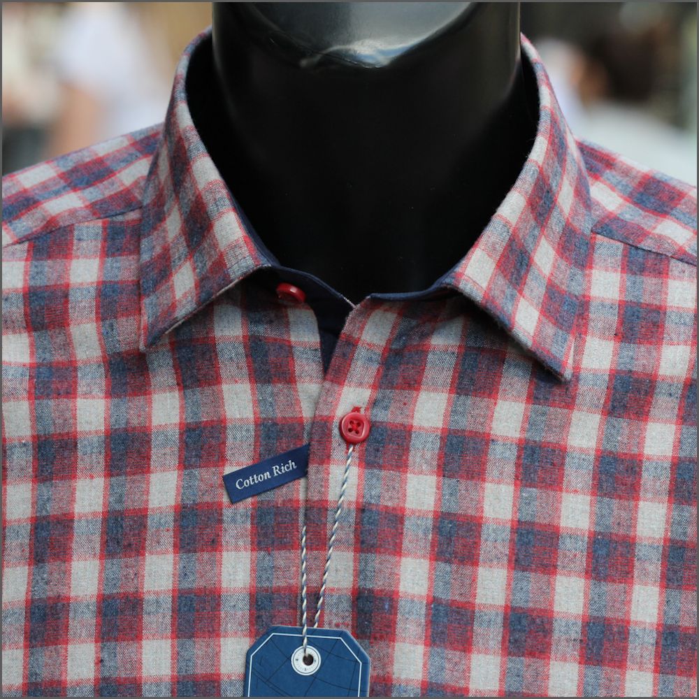 Drifter Giovanni Red & Navy Checked Shirt<>