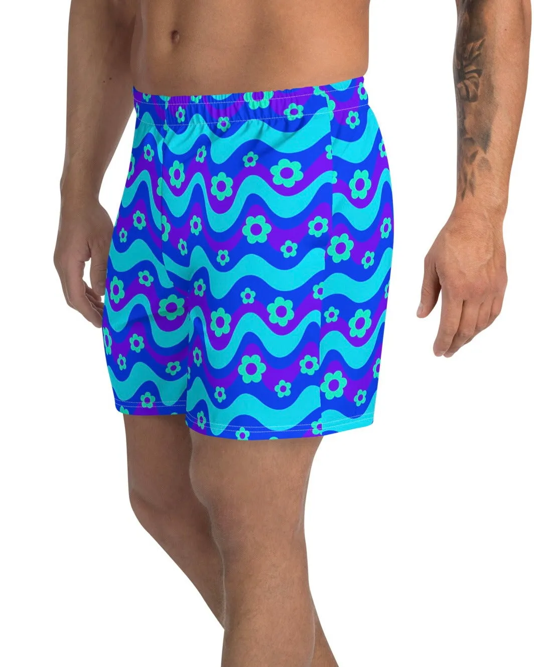 Flower Power Blue Athletic Shorts