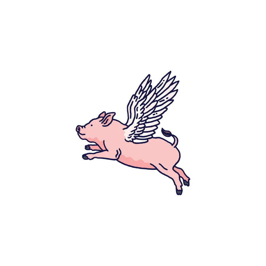 Flying Pig Tattoo - Set of 2