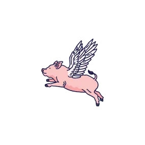 Flying Pig Tattoo - Set of 2