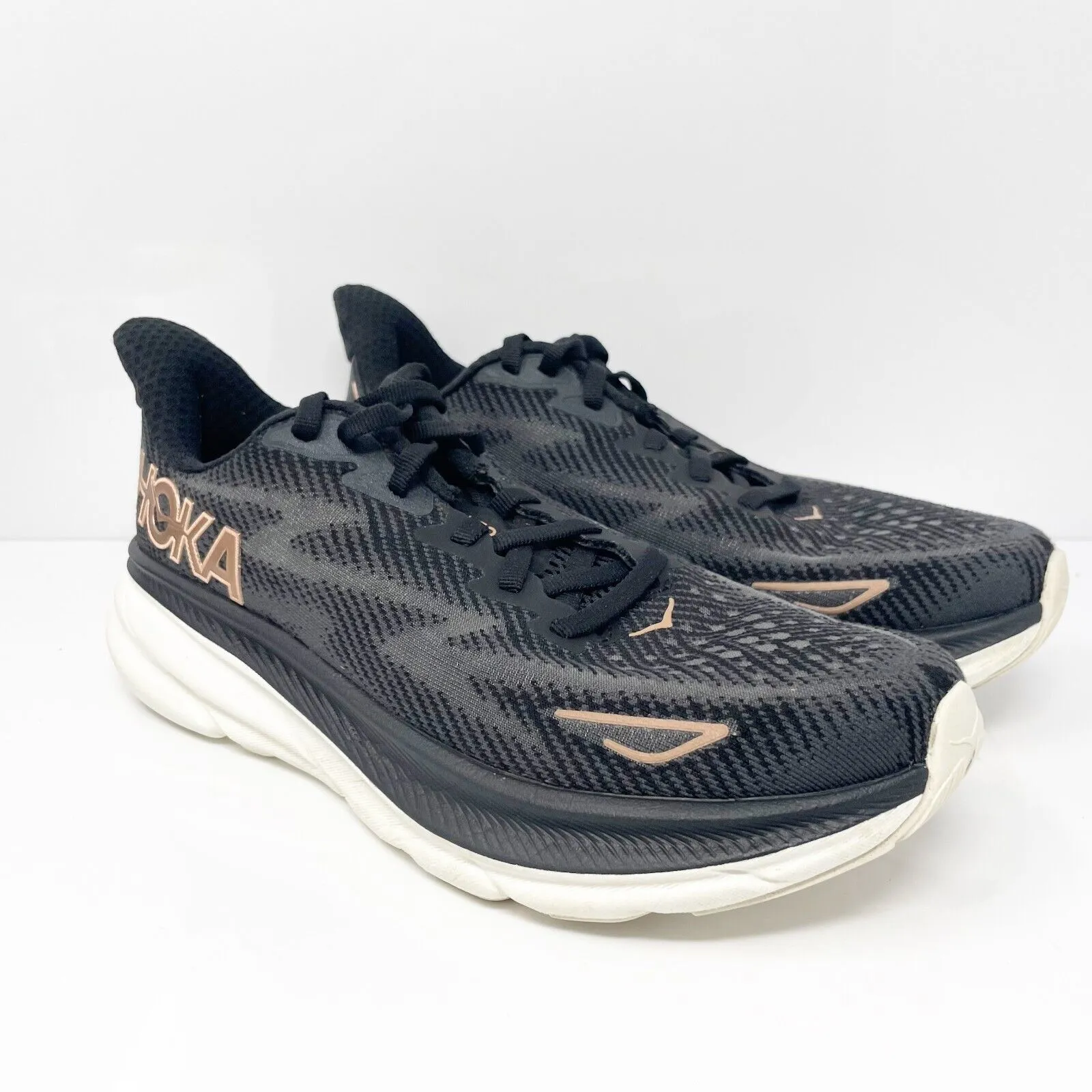 Hoka One One Womens Clifton 9 1127896 BRGL Black Running Shoes Sneakers Sz 6.5 B