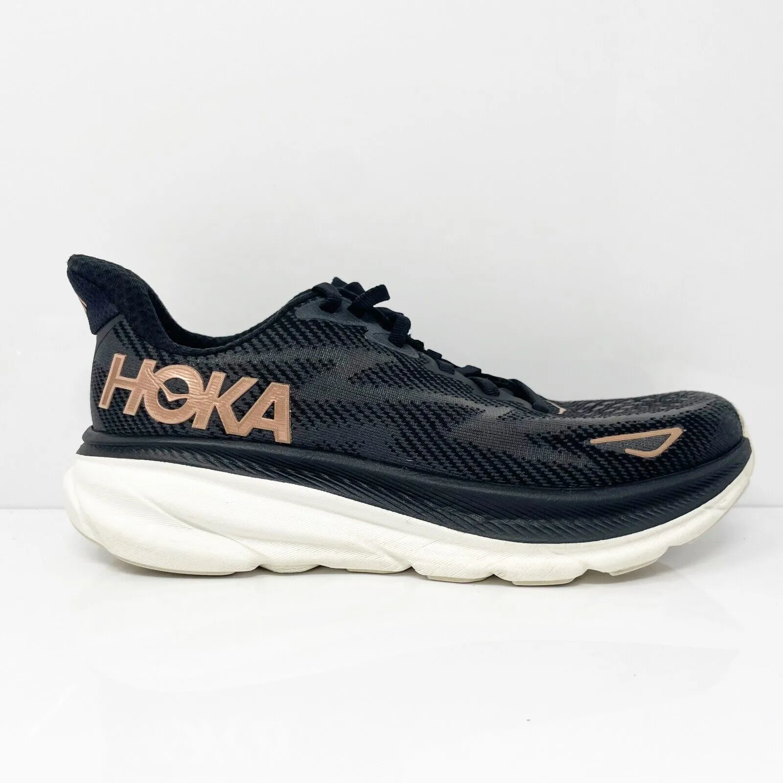 Hoka One One Womens Clifton 9 1127896 BRGL Black Running Shoes Sneakers Sz 6.5 B