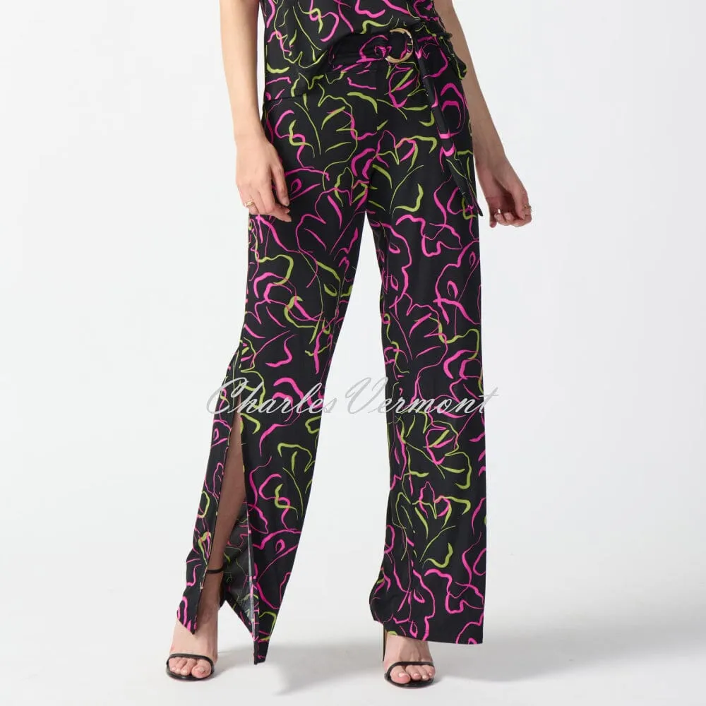 Joseph Ribkoff Leaf Print Wide-Leg Trouser - Style 242221