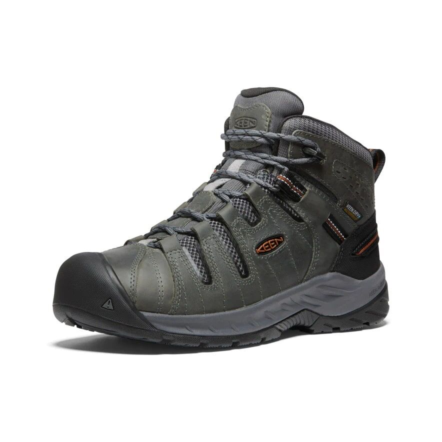 Keen Men's Flint II Waterproof Mid Soft Toe Boot in Steel Grey