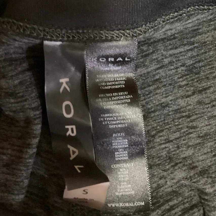 Koral Black Heathered Low Rise Pull On Stretc Ankle Athletic Leggings Size S