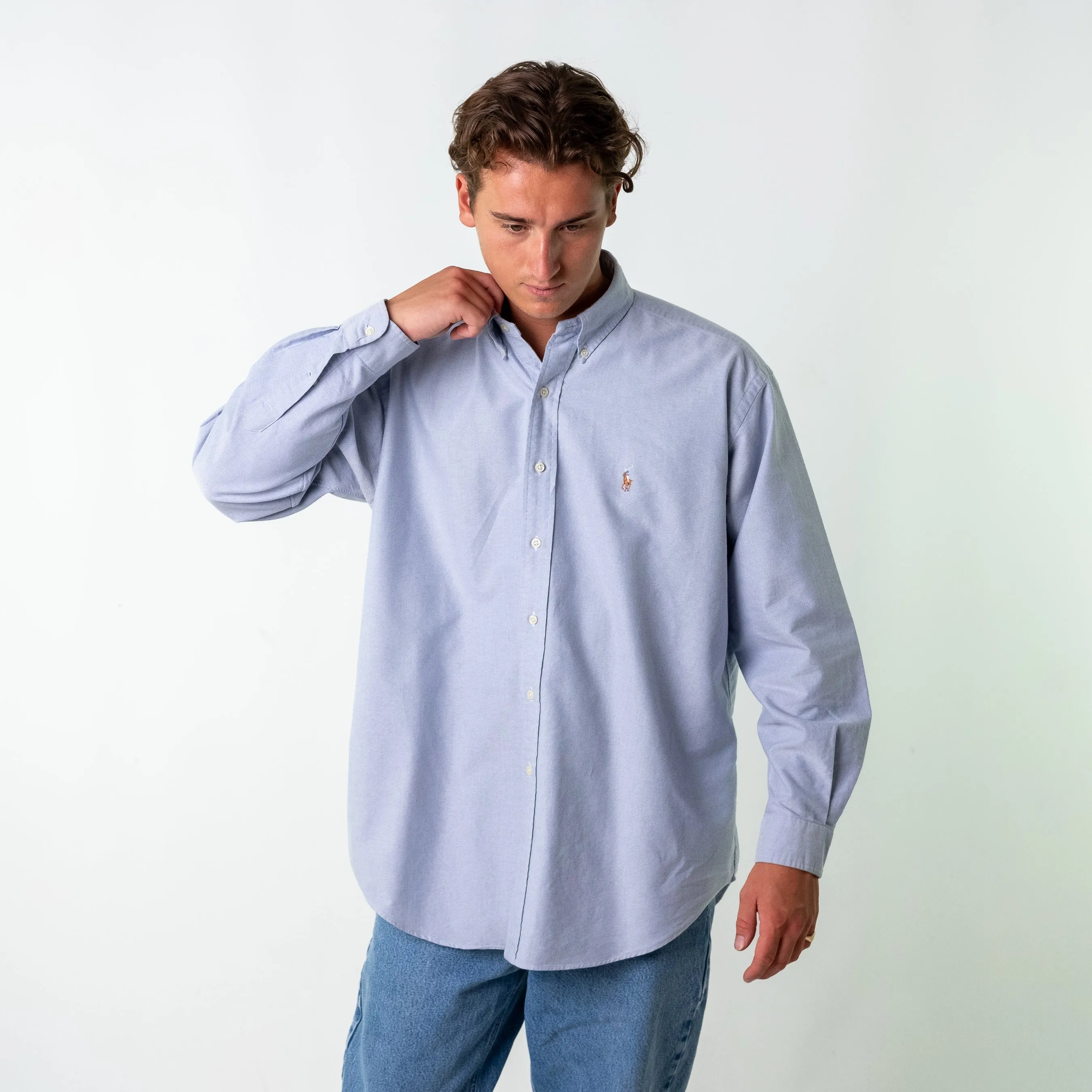 Light Blue 90s Polo Ralph Lauren Blake Longsleeve Casual Shirt (L)