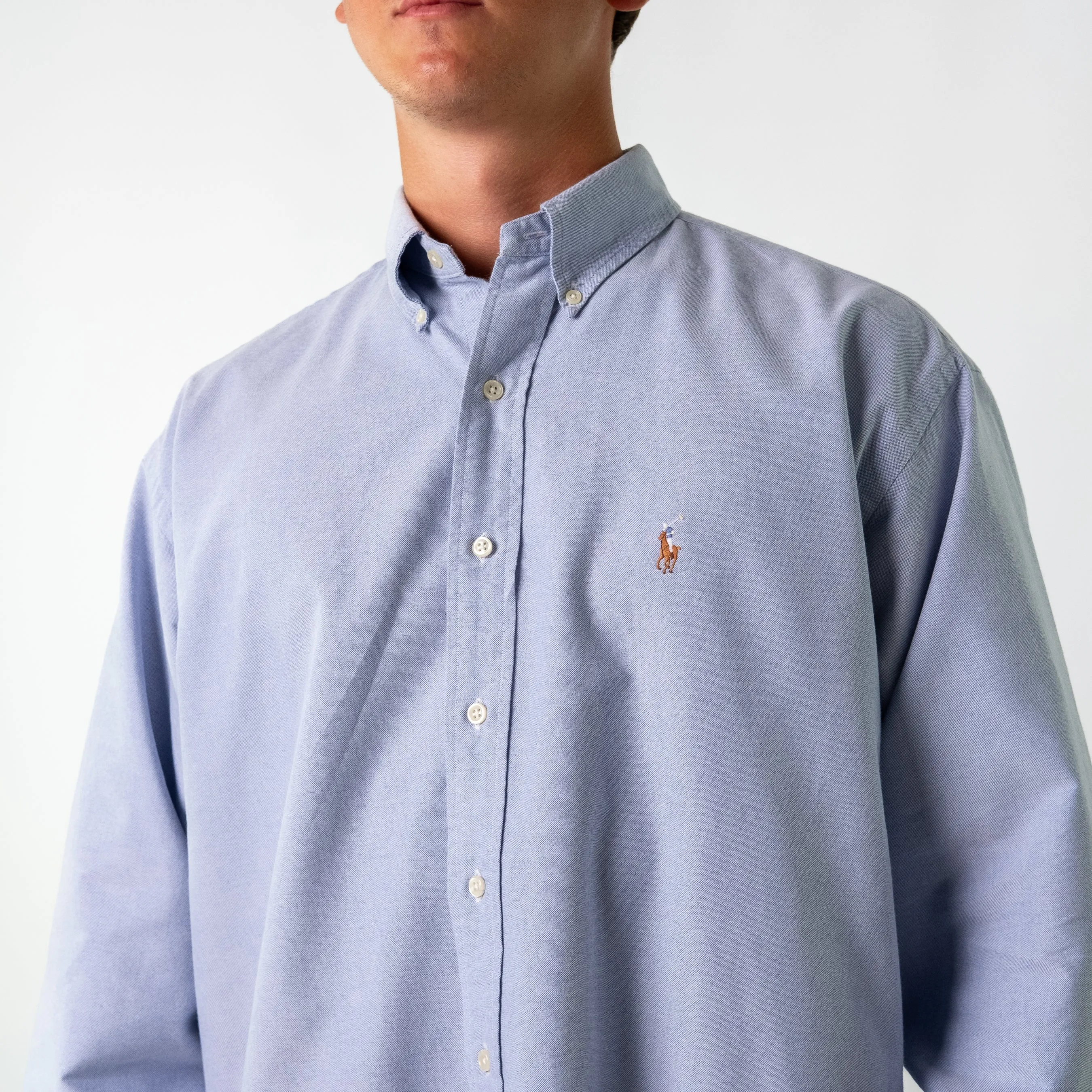 Light Blue 90s Polo Ralph Lauren Blake Longsleeve Casual Shirt (L)