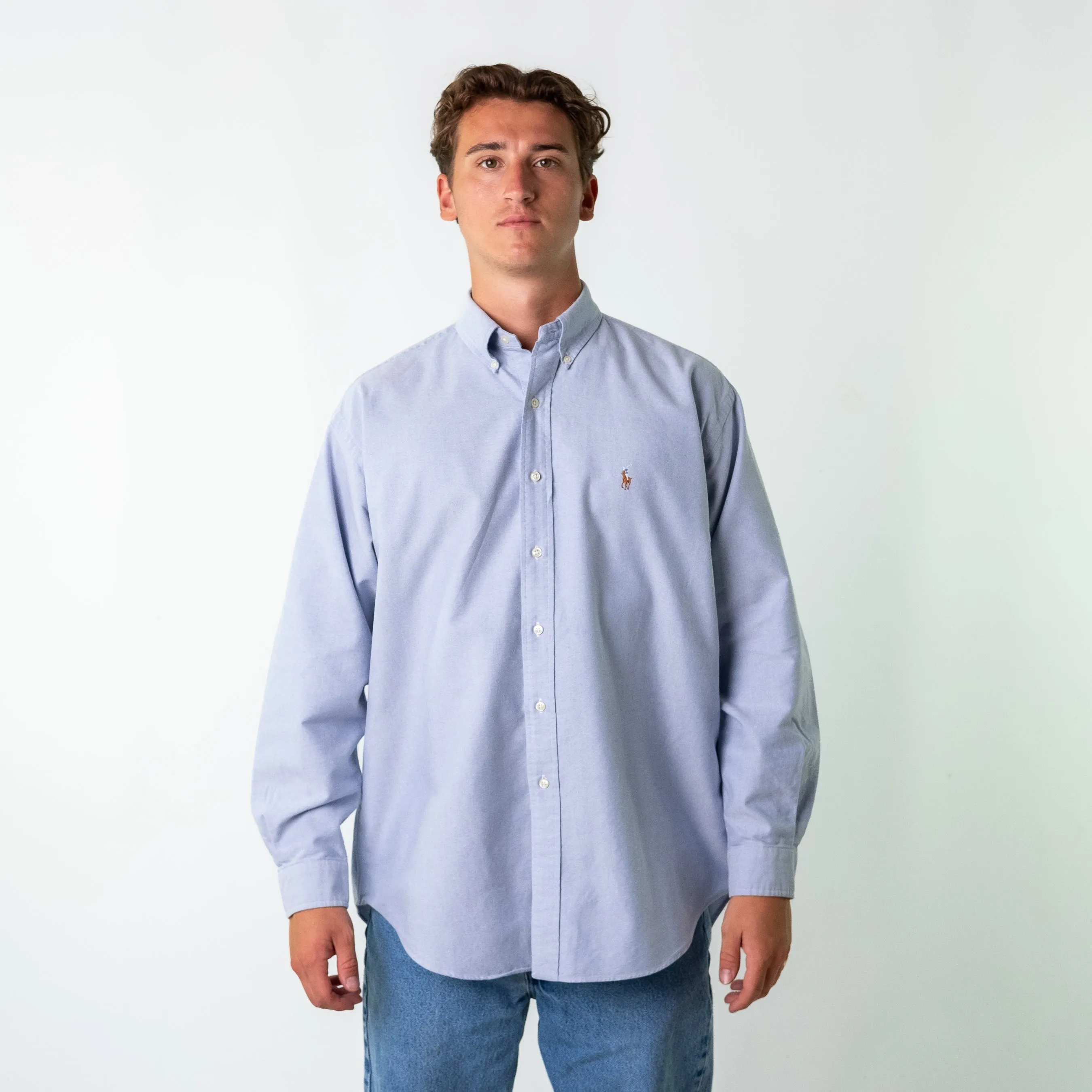 Light Blue 90s Polo Ralph Lauren Blake Longsleeve Casual Shirt (L)