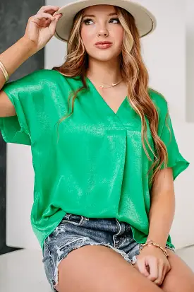 Living The Life Satin Top | Kelly Green