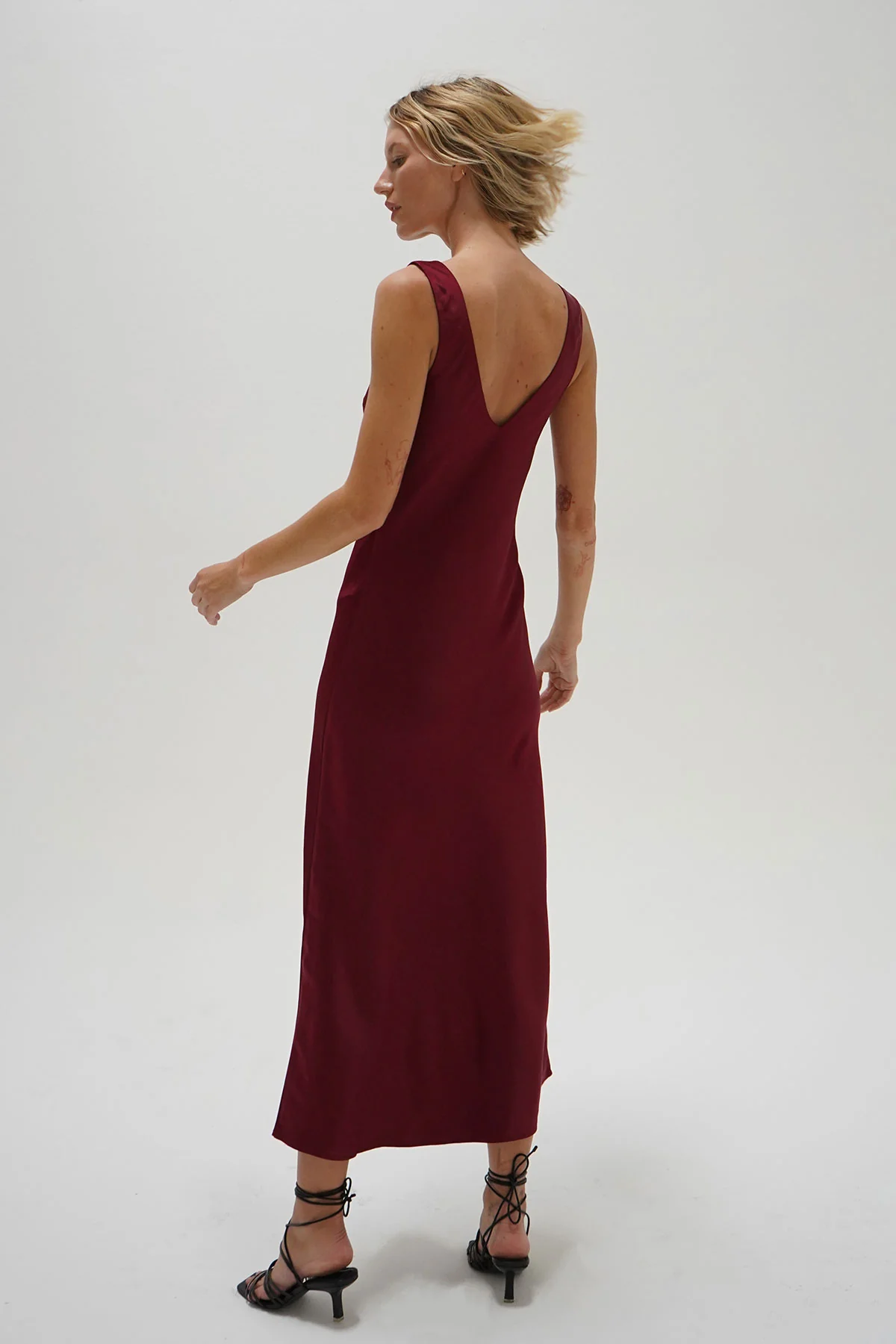 LNA Mina Silky Dress In Lambrusco