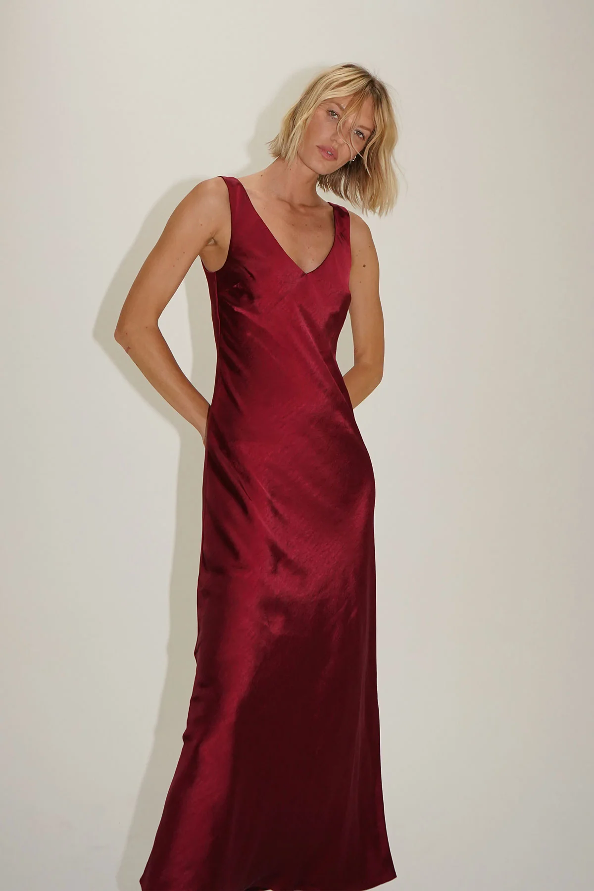 LNA Mina Silky Dress In Lambrusco