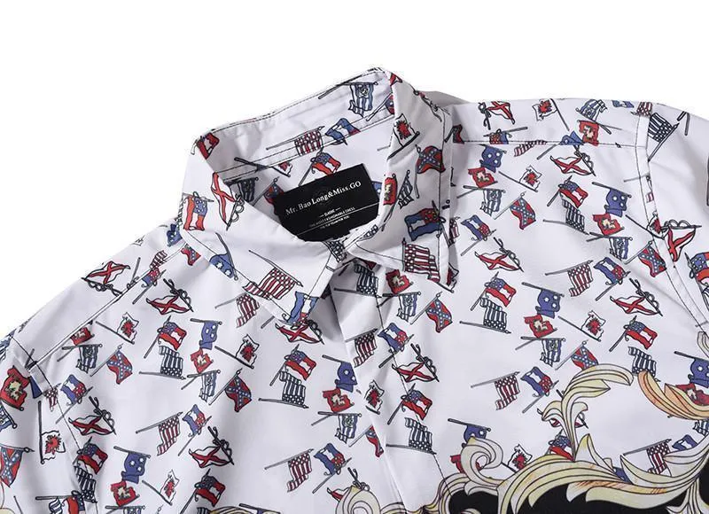 Men Casual Shirt Printed Single Breasted Casual Shirts