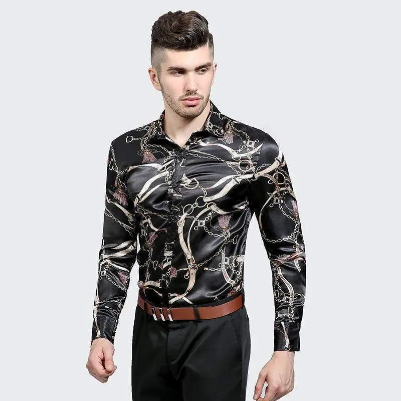 Men Casual Shirt, Printed Slim Fit Shirt