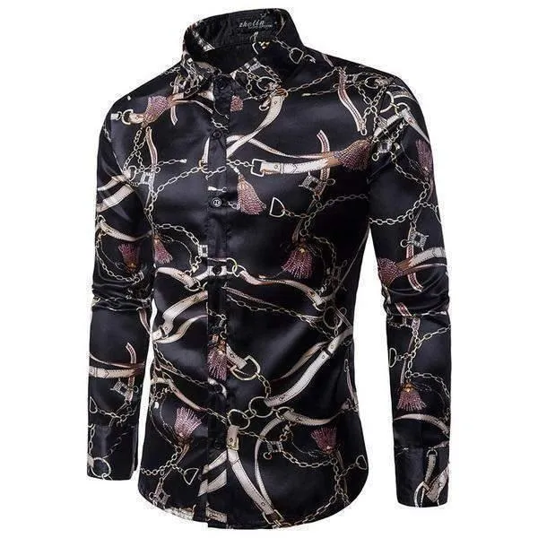 Men Casual Shirt, Printed Slim Fit Shirt