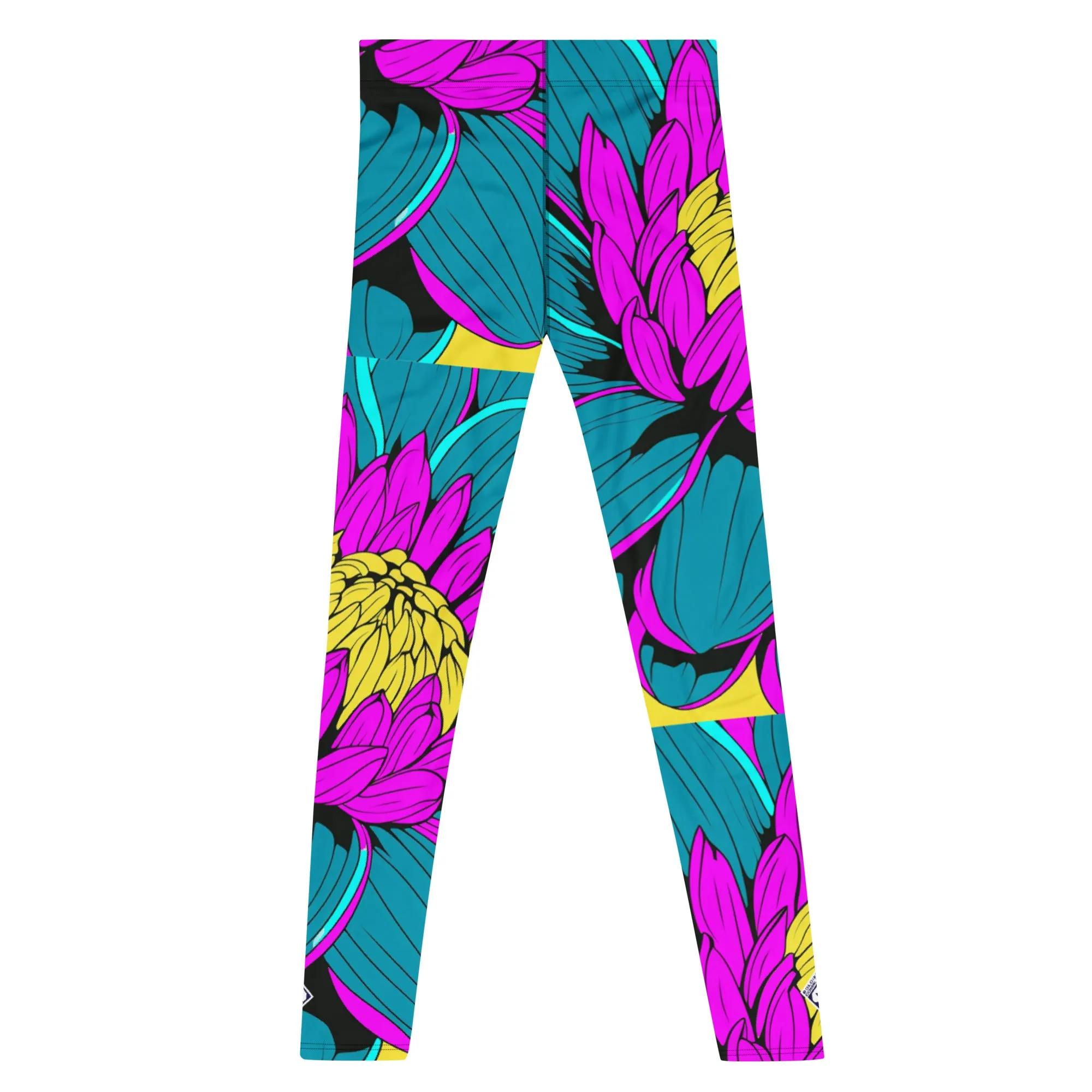 Men's Pop Art Athletic Leggings - Roy Lichtenstein Inspired Dahlia Print 001