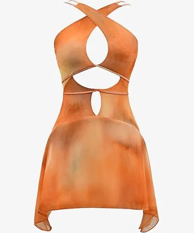 Mistress Rocks Womens Orange Ombre cut-out slim-fit stretch-mesh mini dress