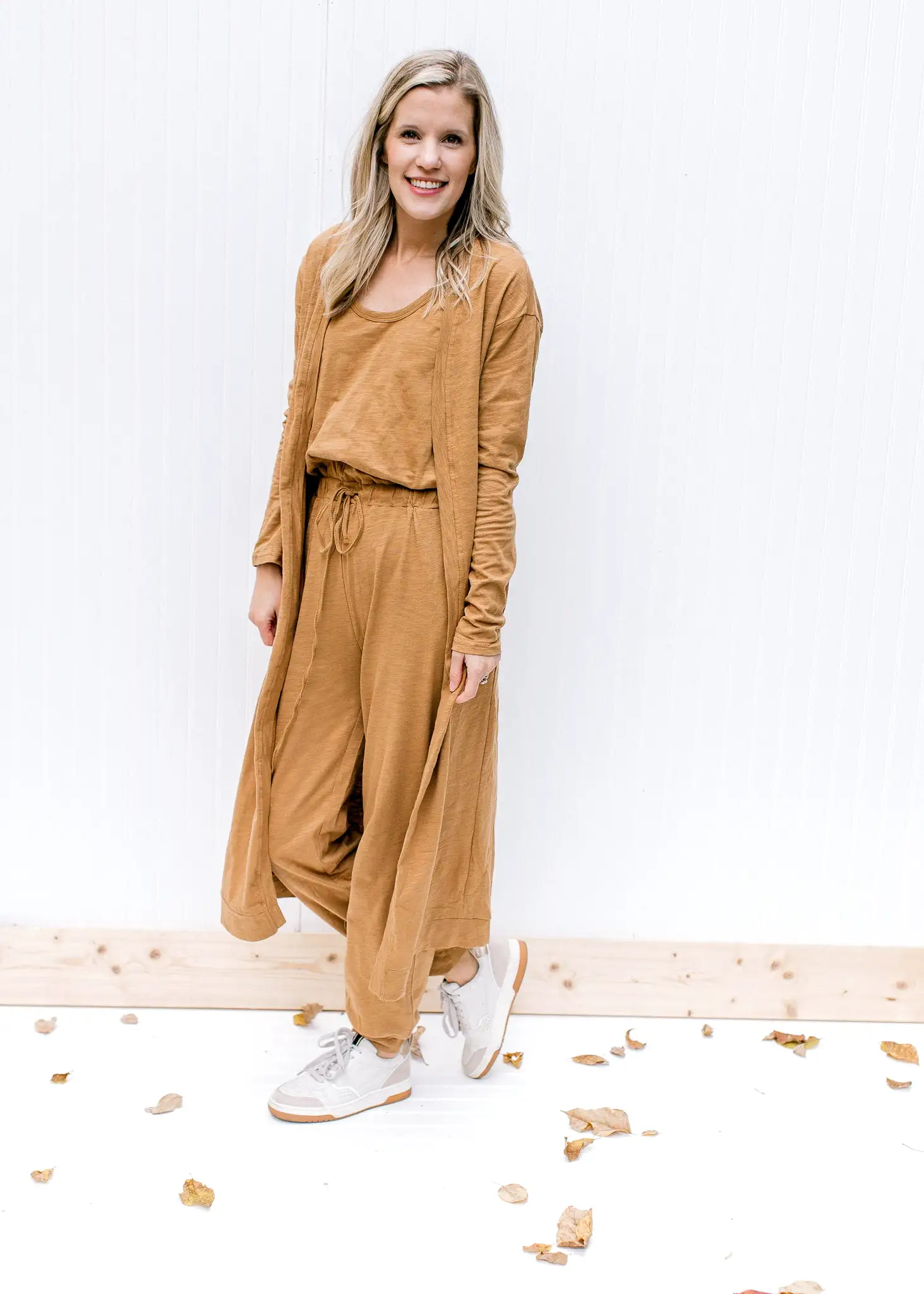 Mocha Jumpsuit Cardigan Set