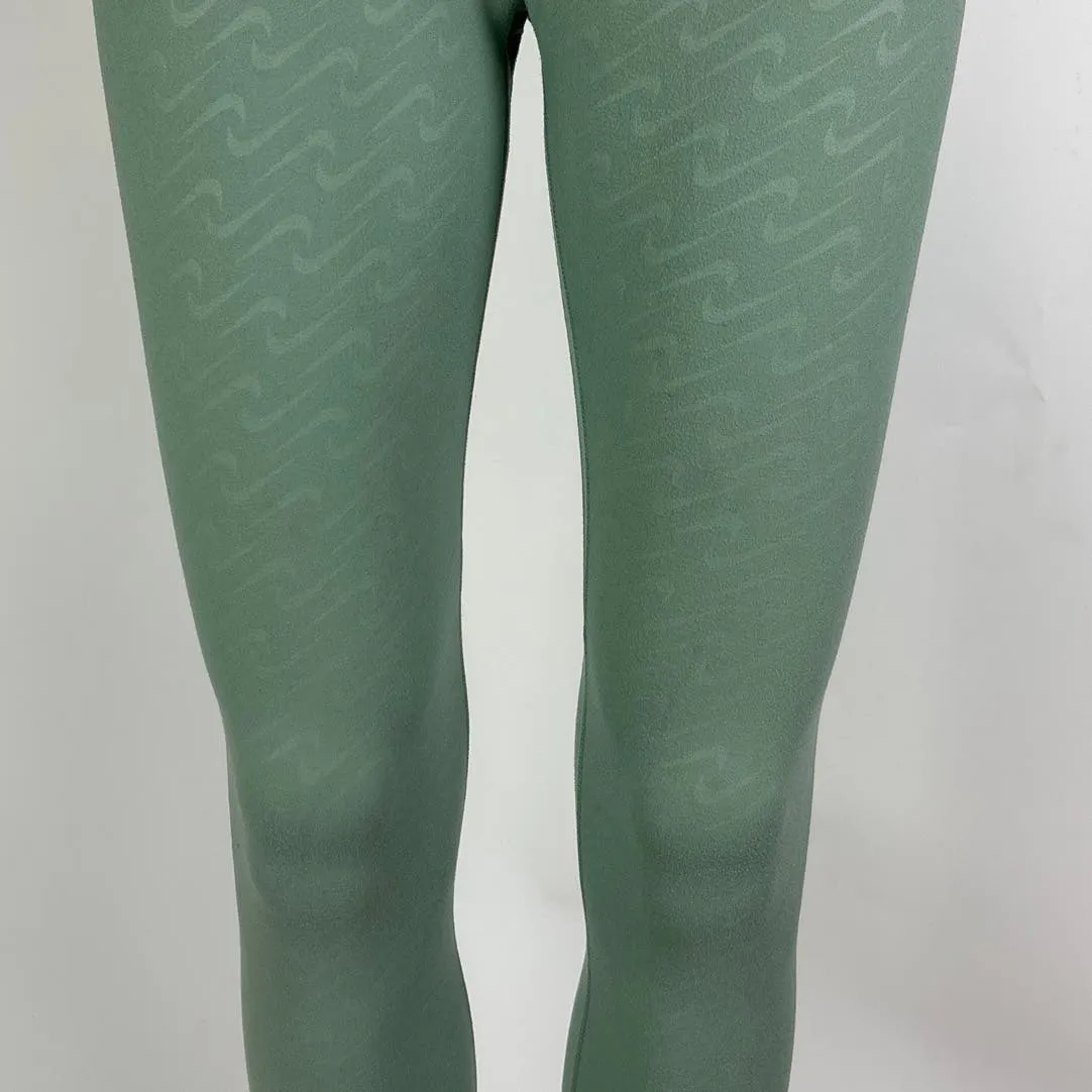 Nike Dri-Fit Check Logo Icon Mint Sage Green Pull-On Athletic Leggings Size S