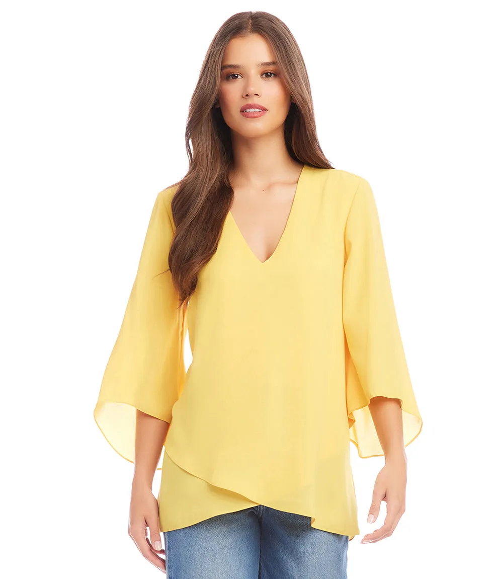 Petite Size Bracelet Sleeve Asymmetric Top