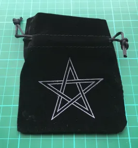 Pouch - Black with white Pentagram 10x12cm