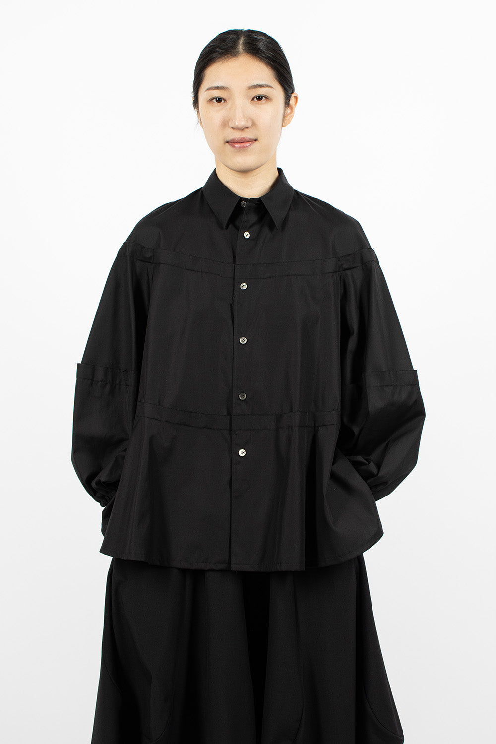 Raw Cut Panel Shirt Black