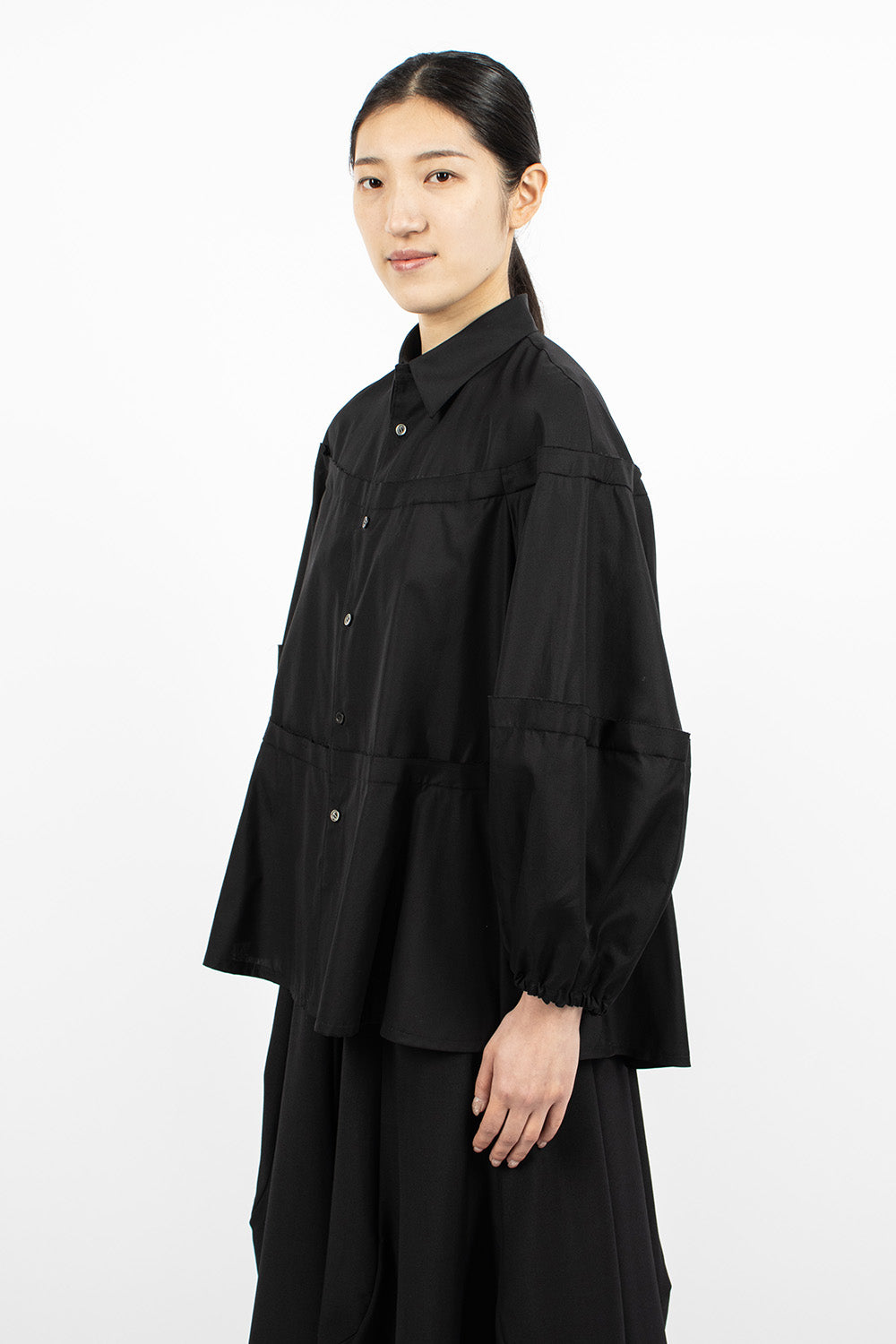 Raw Cut Panel Shirt Black