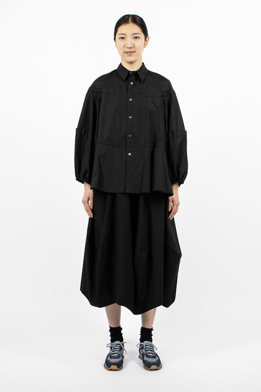 Raw Cut Panel Shirt Black