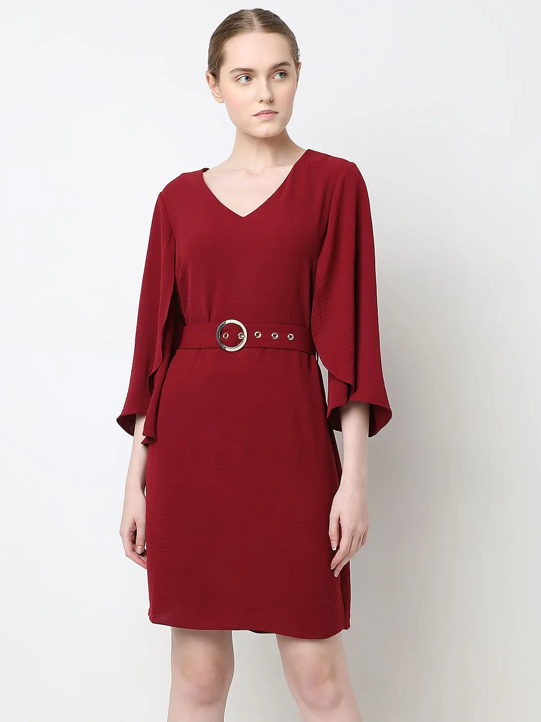 Red V-Neck Mini Dress