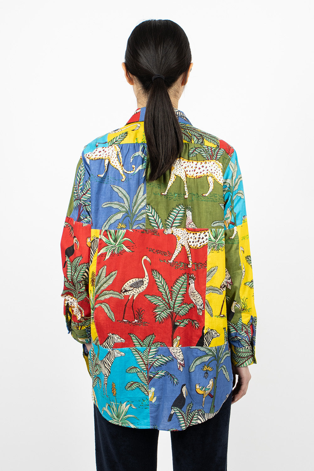 Rounded Collar Shirt Multi Animal Print