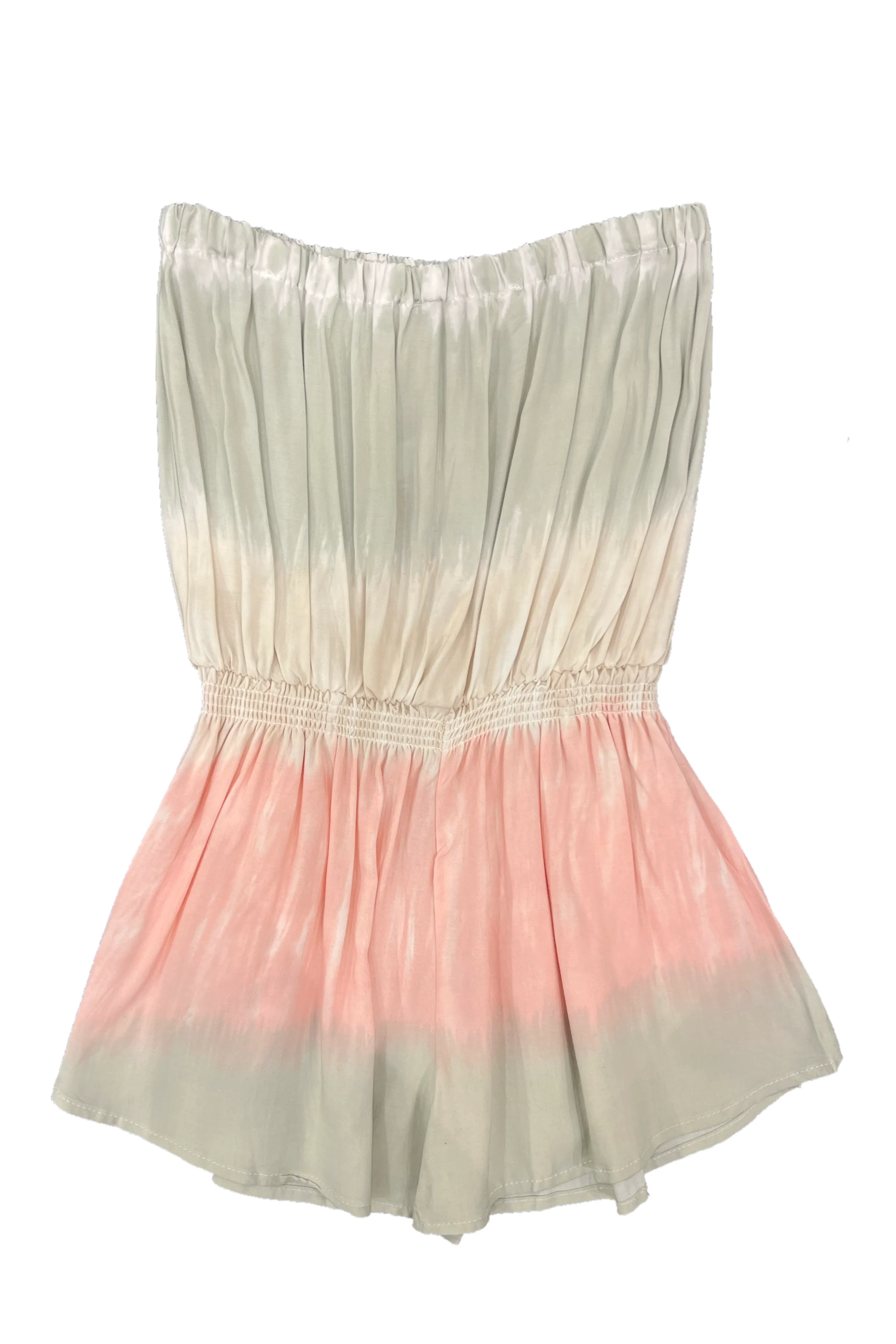 Sage and pink tie dye tube romper