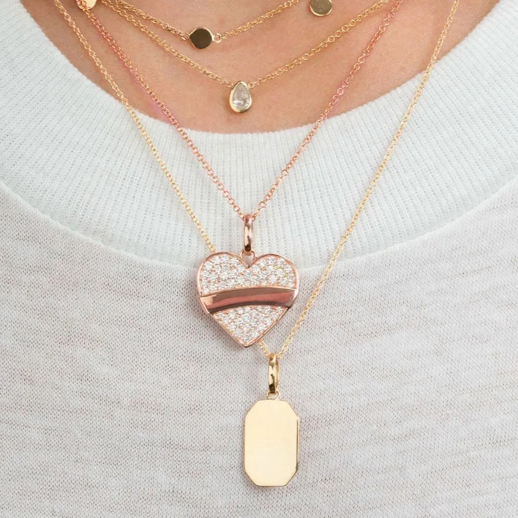 Tattoo Heart Pendant - White Diamond Pavé / 14k Rose Gold