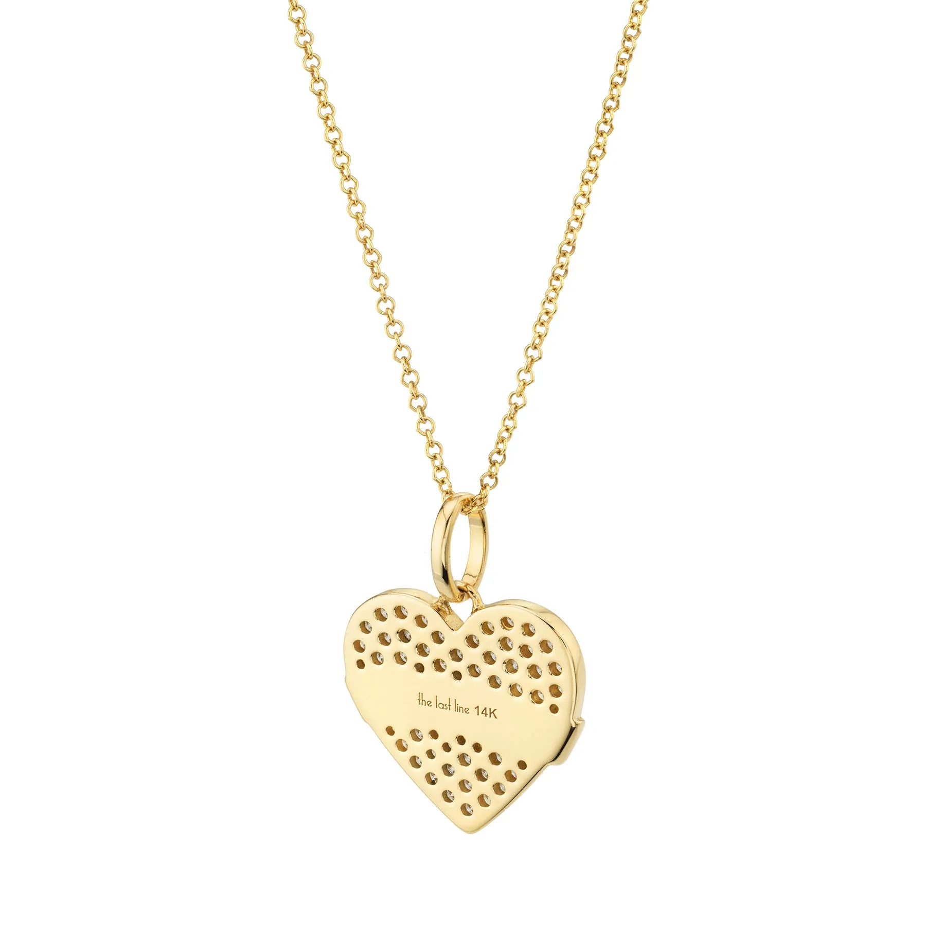 Tattoo Heart Pendant - White Diamond Pavé / 14k Yellow Gold