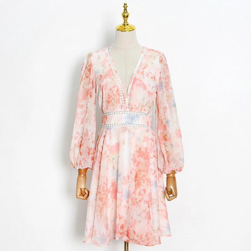 Women Chiffon Floral Casual Dresses