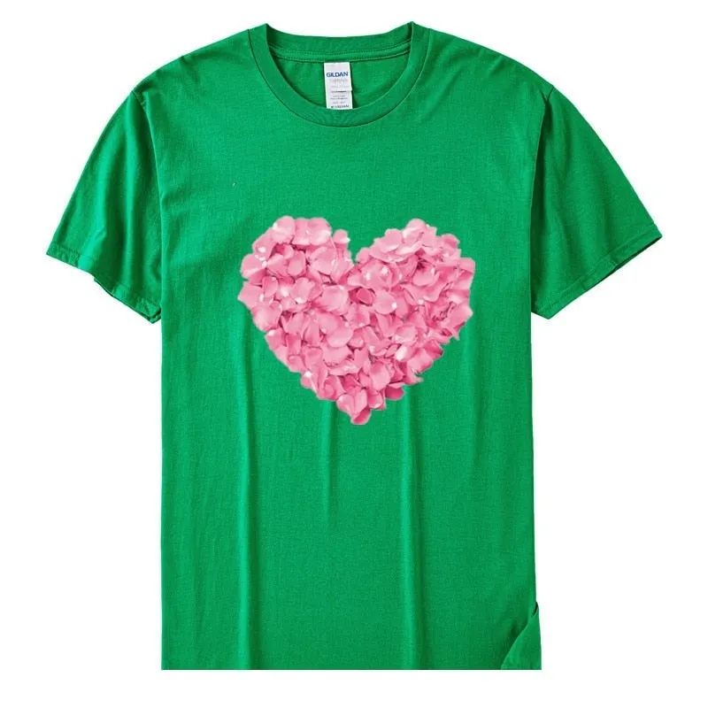 Women's Casual Flower Heart Design Cotton Short Sleeve T-Shirts